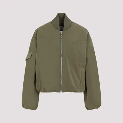 Ganni Oversized Short Bomber Jacket In Green