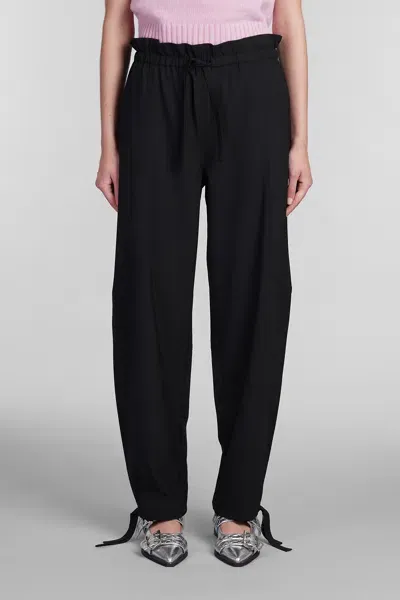 Ganni Pants In Black Viscose In Schwarz