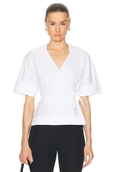 Ganni White Wrap Blouse