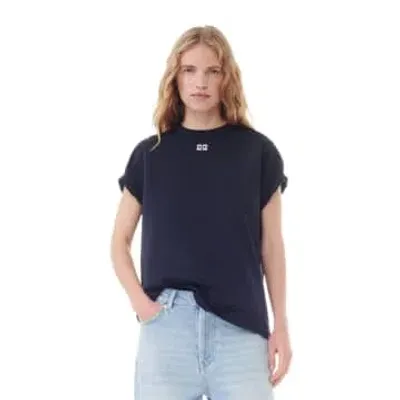 Ganni Rhinestone Relaxed T-shirt In Phantom