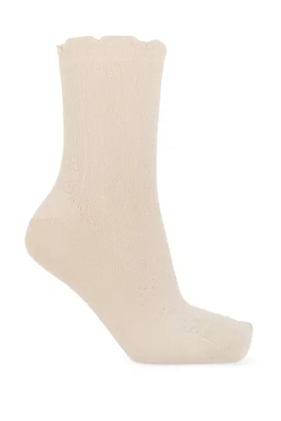 Ganni Ruffled Socks In Beige