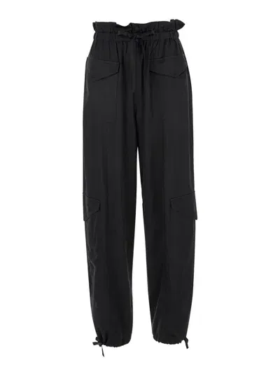 Ganni Satin Cargo Pants In Black