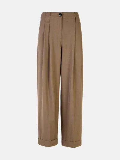 Ganni Shiitake Viscose Blend Pants In Brown