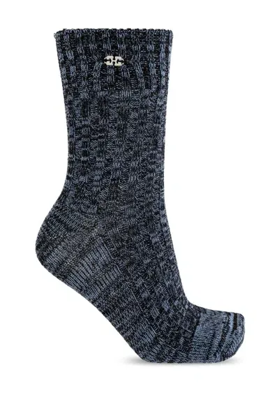 Ganni Socks With Logo In Black