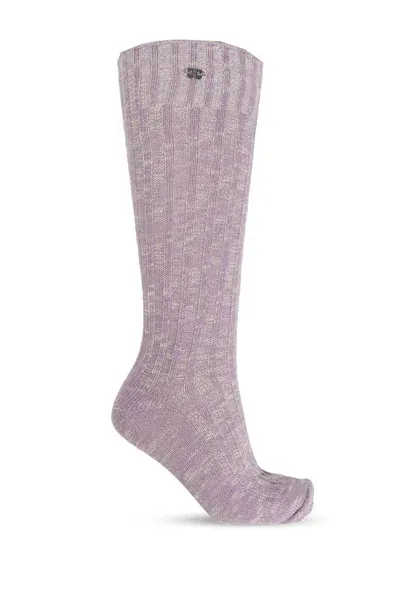 Ganni Socks With Lurex Thread In Purple