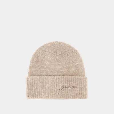 Ganni Soft Beanie In Beige