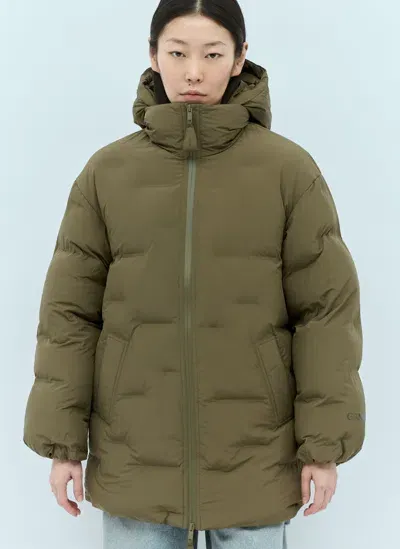 Ganni Soft Puffer Midi Jacket In Green