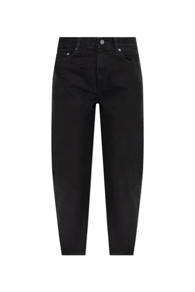 Ganni Straight-leg Cropped Jeans In Black