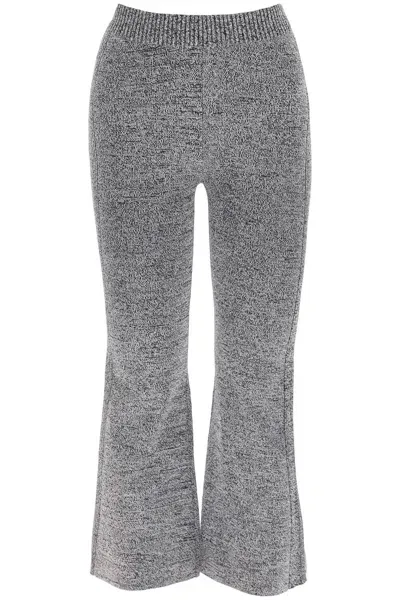 Ganni Stretch Knit Cropped Pants In Grey