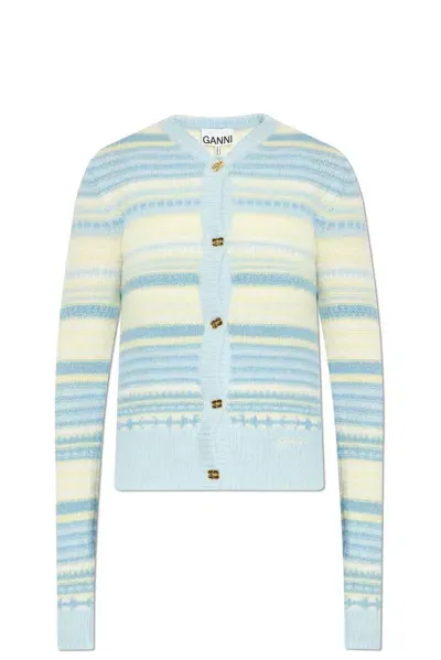 Ganni Sweater With A Pattern In Blue