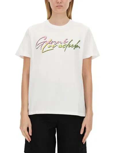 Ganni T-shirt With Logo In White