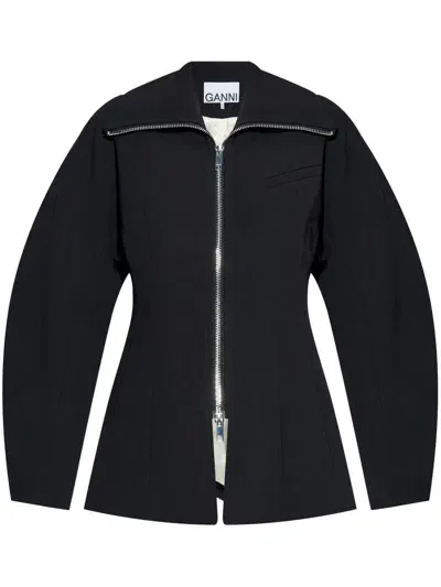 Ganni The Bonded Crepe Jacket In Black