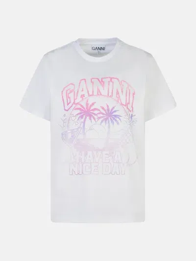 Ganni White Cotton T-shirt