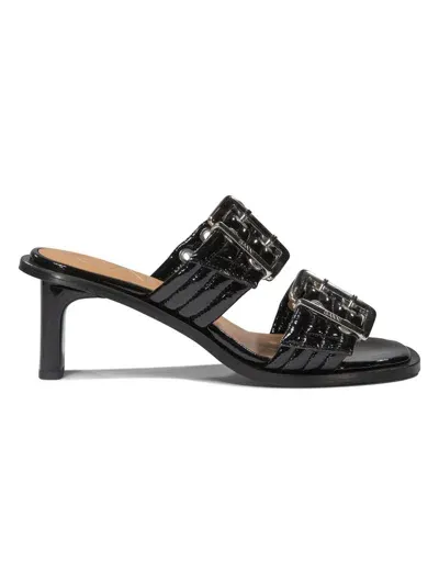 Ganni Buckle Sandals In Black