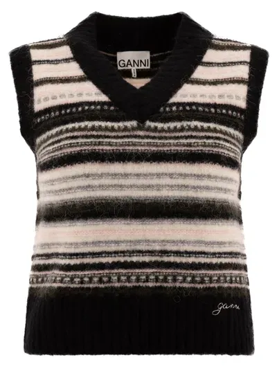 Ganni Women's "fair Isle" Vest In Black