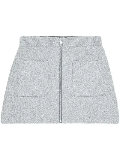 Ganni Zip-up Knit Skirt In Grey