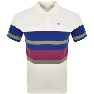 Gant Multi Stripe Pique Polo T Shirt Cream