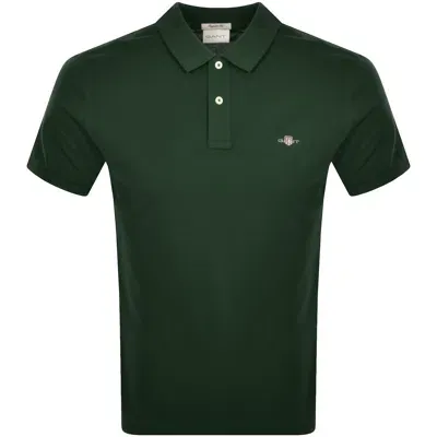 Gant Regular Shield Pique Polo T Shirt Green