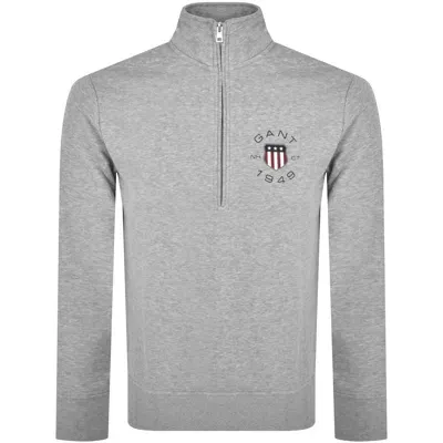 Gant Shield Logo Half Zip Sweatshirt Grey