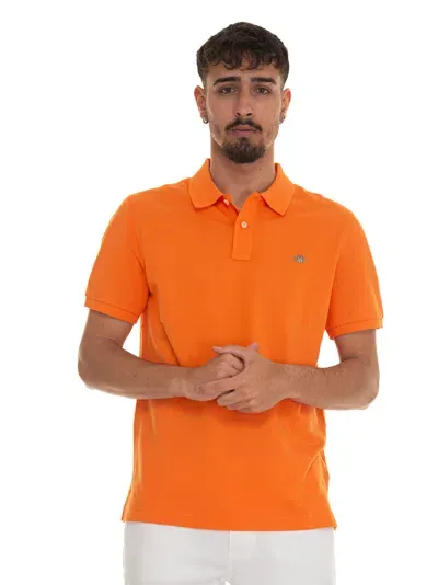 Gant Short Sleeve Polo Shirt In Orange