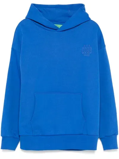 Garment Workshop Double Layer Embroidered Logo Hoodie In Blue