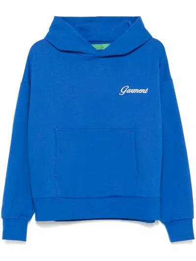 Garment Workshop Embroidered Hoodie In Blue