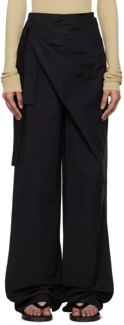 Gauge81 Carlow Knotted Draped Crepe Wide-leg Pants In 100 Black