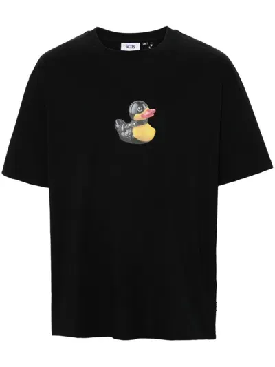 Gcds Duck-print T-shirt In Black