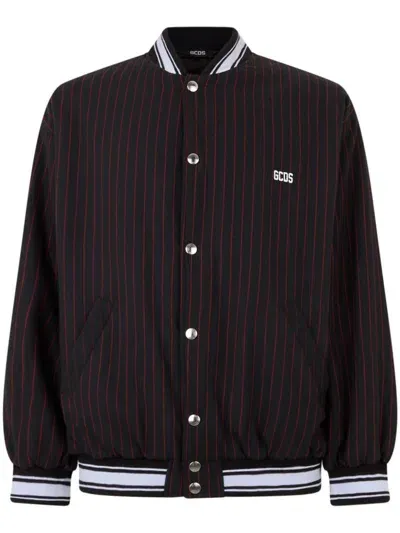 Gcds Pinstripe Clown Bomber Jacket In Black