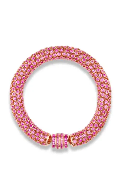 Gemella Jewels Dancing Queen 18k Rose Gold Sapphire Bracelet In Pink