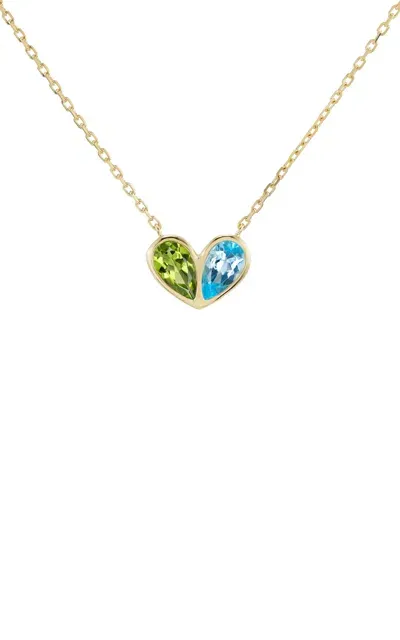 Gemella Jewels Jumbo Sweetheart 18k Yellow Gold; Peridot; Blue Topaz Necklace In Multi