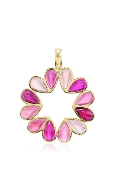 Gemella Jewels Queen B 18k Yellow Gold Tourmaline; Rubelite Pendant In Pink