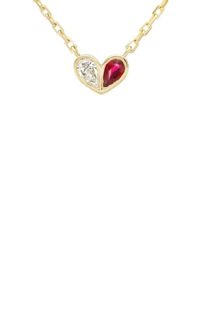 Gemella Jewels Sweetheart 18k Yellow Gold Diamond; Ruby Necklace In Red