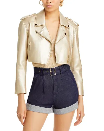 Generation Love Massimo Cropped Moto Jacket In Pale Gold