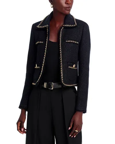 Generation Love Suvi Chain Trim Tweed Jacket In Black