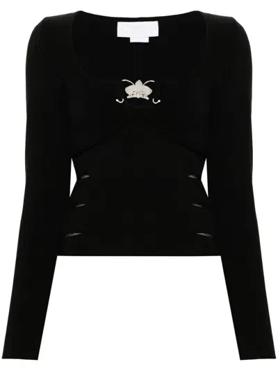 Genny Orchid-detail Sweater In Black