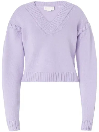 Genny Tubular-stitching Wool Sweater In Violett