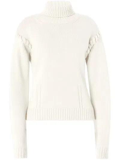 Genny Tubular-stitching Wool Sweater In Weiss