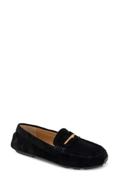 Gentle Souls By Kenneth Cole Madison Moc Toe Penny Loafer In Black Suede