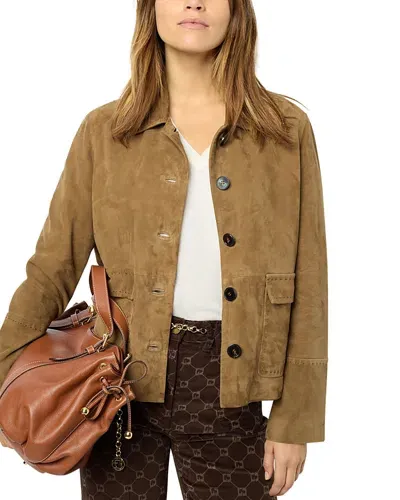 Gerard Darel Badya Suede Jacket In Camel