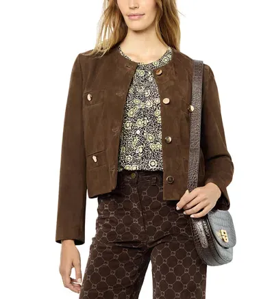 Gerard Darel Belina Suede Jacket In Camel