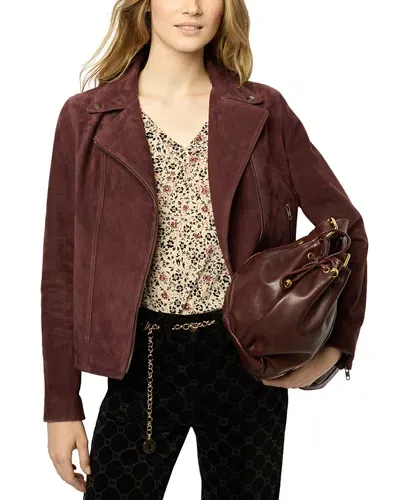 Gerard Darel Bernarde Suede Jacket In Redwine