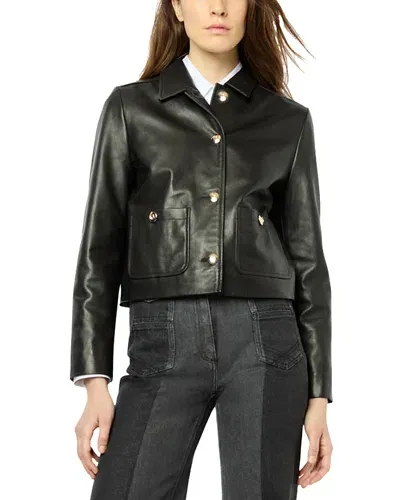 Gerard Darel Beyza Leather Jacket In Black