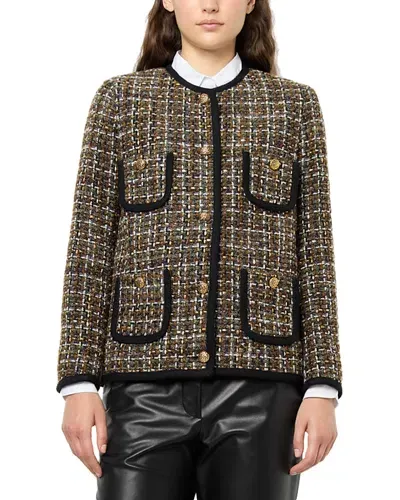 Gerard Darel Margaux Textured Jacket In Green