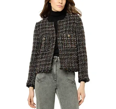 Gerard Darel Mathilda Tweed Jacket In Black