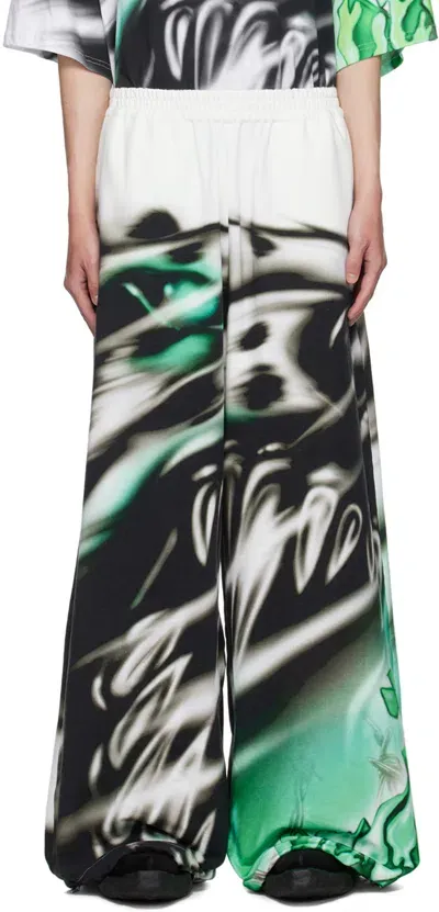 Gerrit Jacob White Airbrushed Track Pants In White/black/green