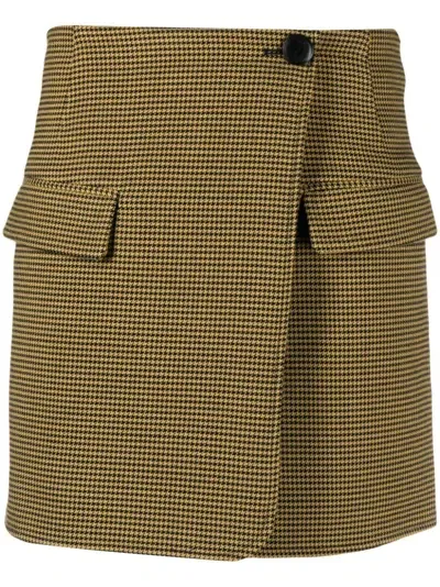 Gestuz Houndstooth-pattern Buttoned Miniskirt In 黄色