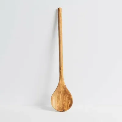 Gharyan Stoneware Round Olive Wood Cooking Spoon In Natural