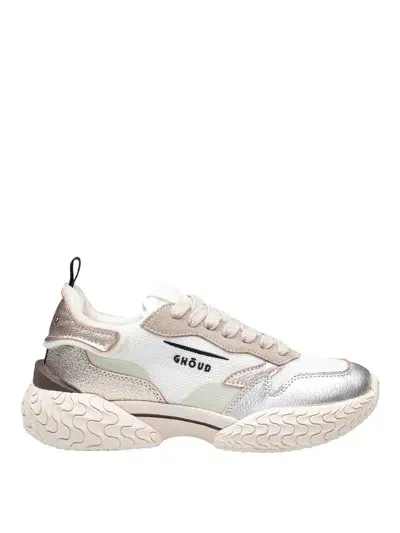 Ghoud Venice Tire Sneakers In White And Platinum Mesh