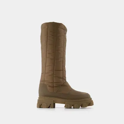 Gia Borghini Tall Puffer Boots In Beige